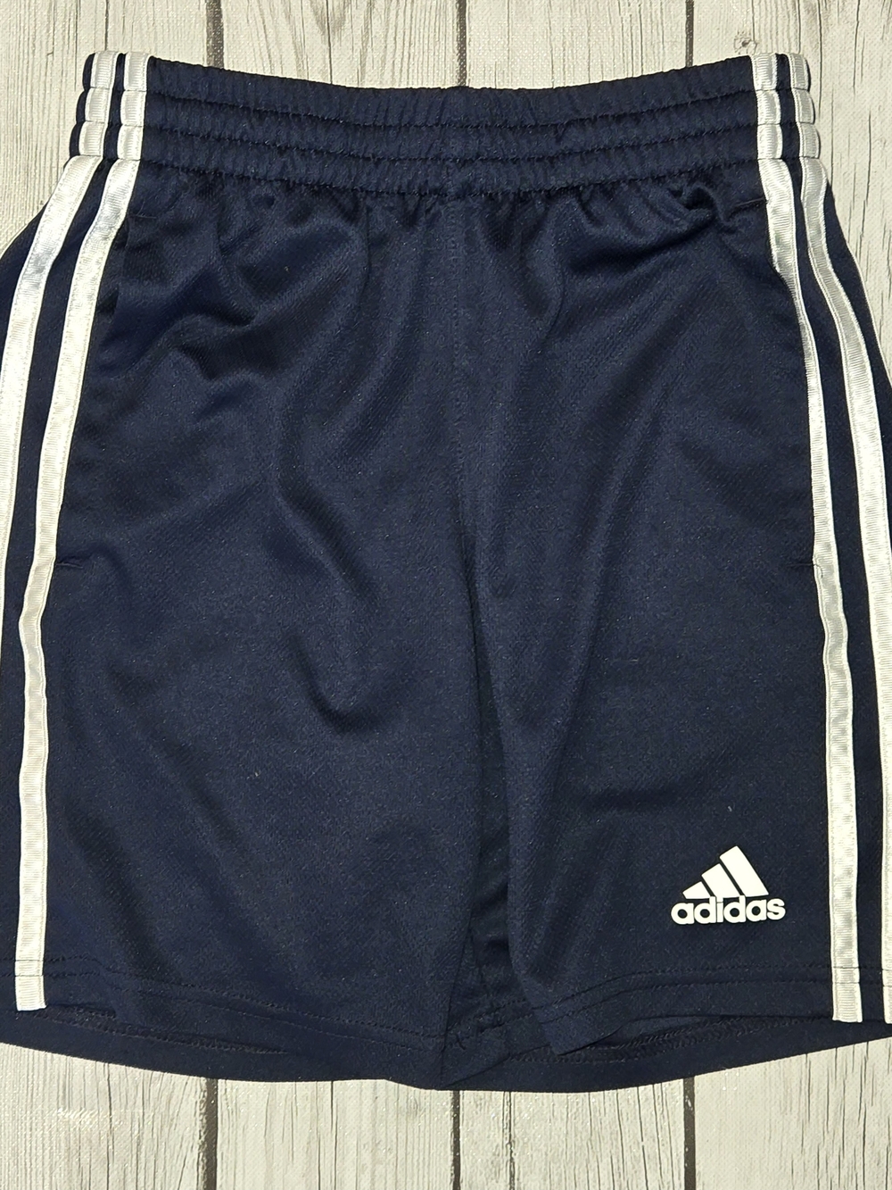 adidas Boy's Navy Athletic Shorts with White Stripes Size 8
